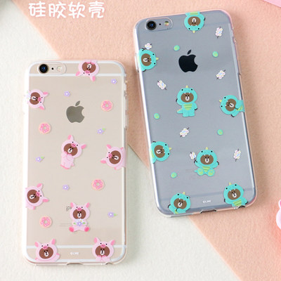 韩国line friends正品iPhone6 plus透明手机壳六S苹果6保护套全包