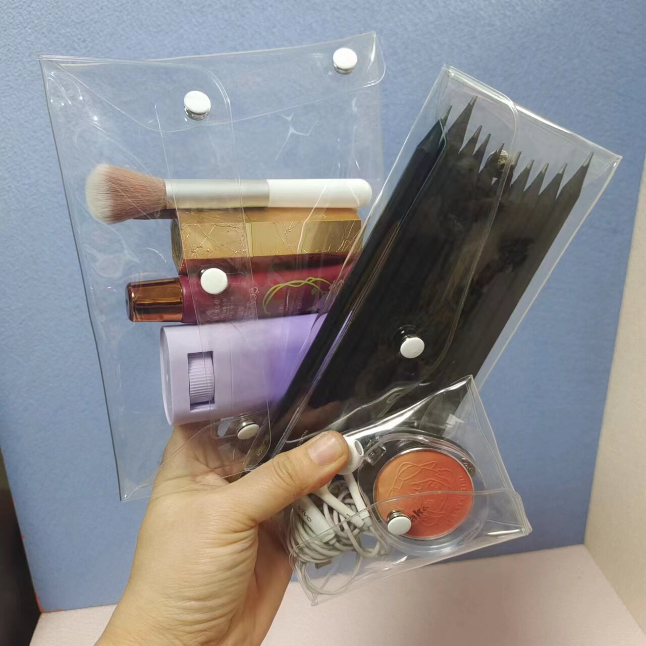 简约透明口红收纳包随身便携防尘迷你旅行小号小样pvc果冻化妆包