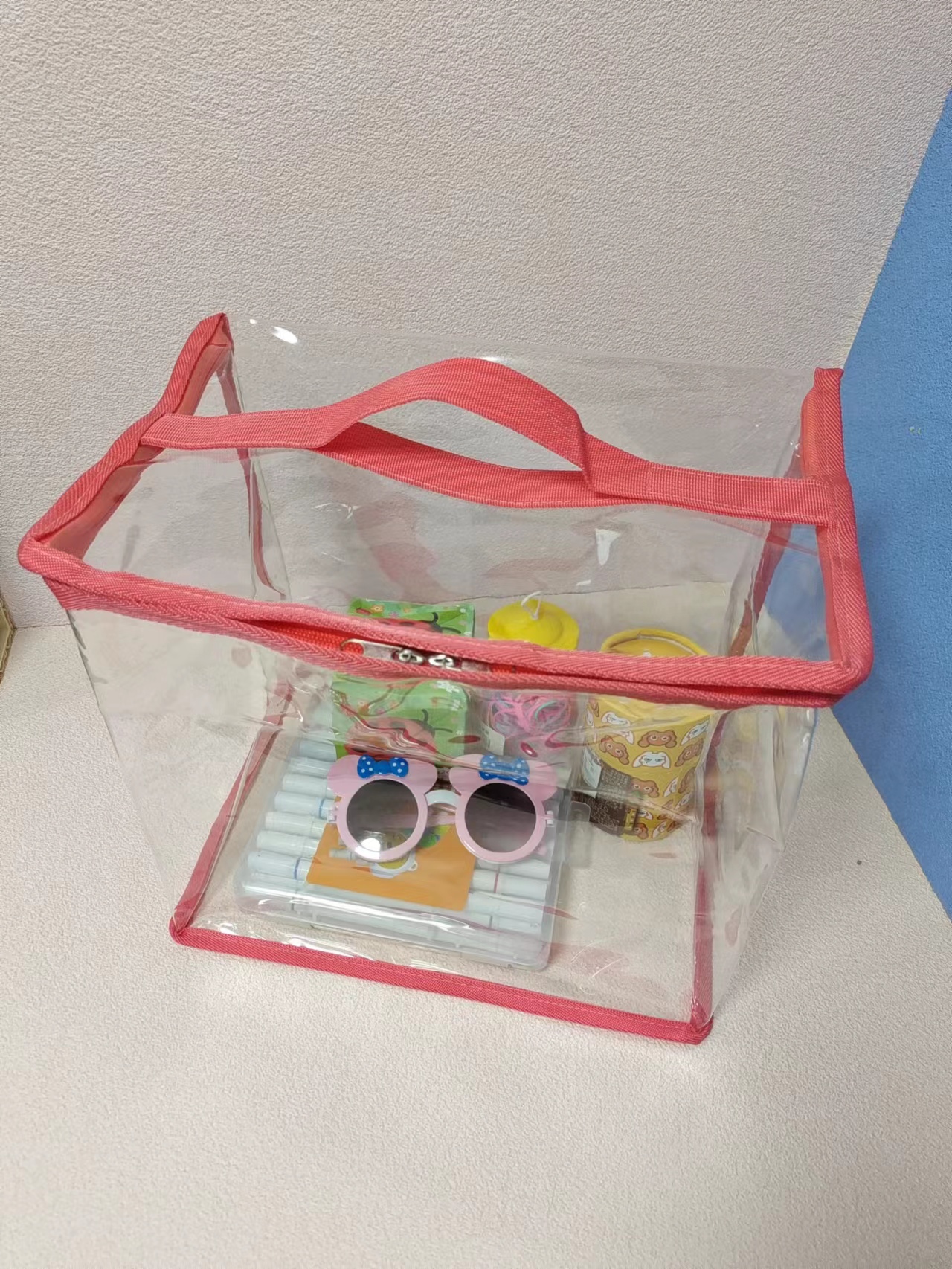 现货新款透明PVC分类包化妆品收纳袋手提袋洗漱塑料拉链包宝贝袋