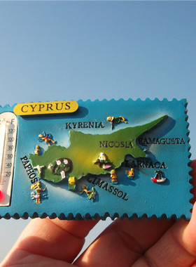 塞浦路斯当地购买冰箱贴 CYPRUS 地图形 温度计 多款