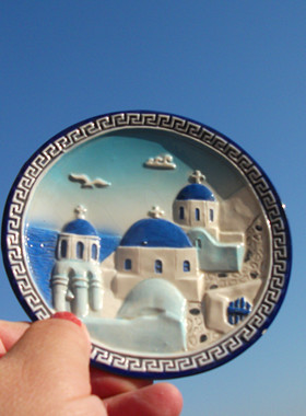 希腊当地购买纪念品 GREECE 陶瓷装饰盘