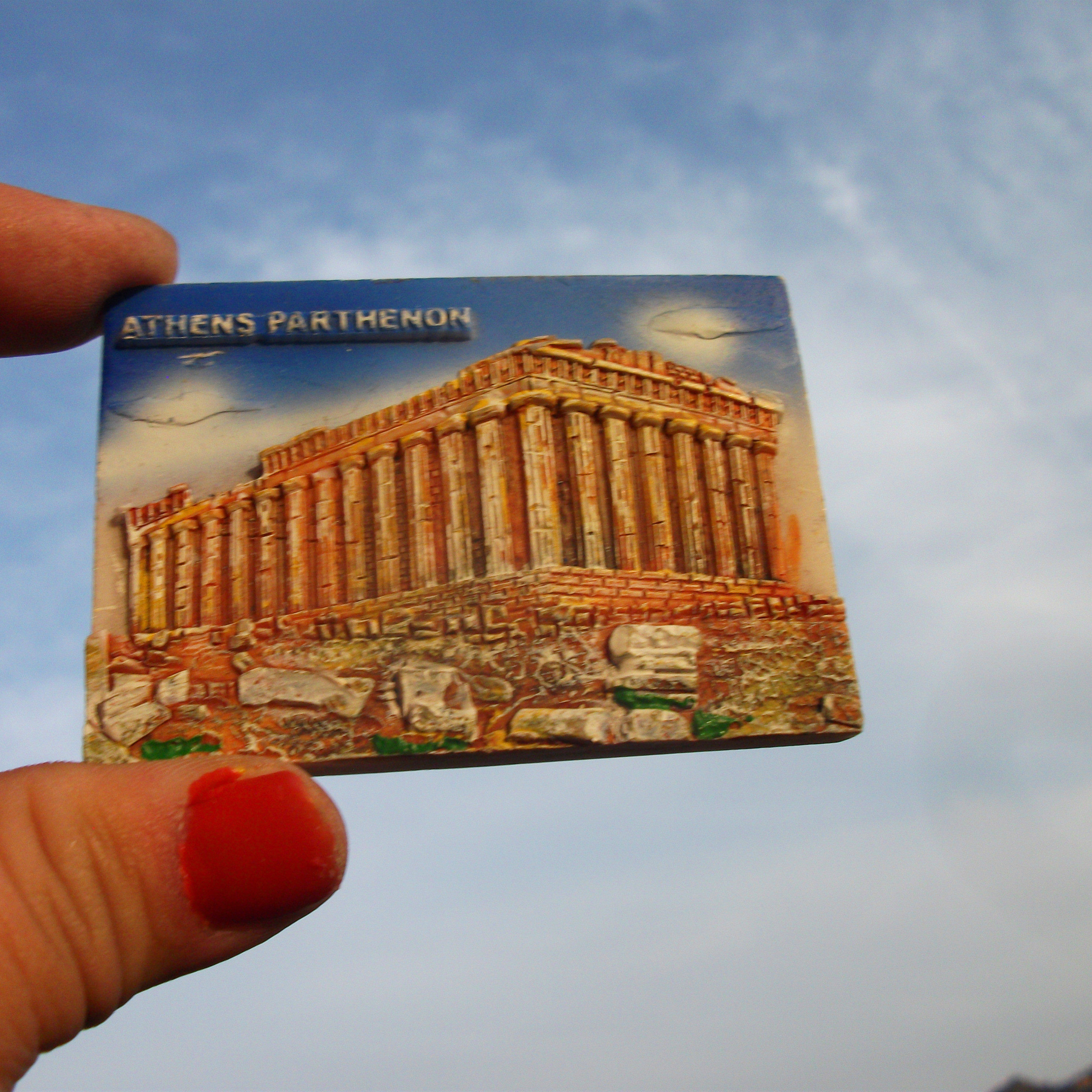 TRAVEL MEMORIAL FRIDGE STICKER GREECE GREECE MAGNET ACROPOLIS PARTHENON GIRL PILLAR
