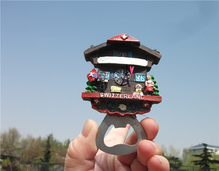 瑞士当地购买冰箱贴/起子 瑞士 SWITZERLAND 布谷鸟钟