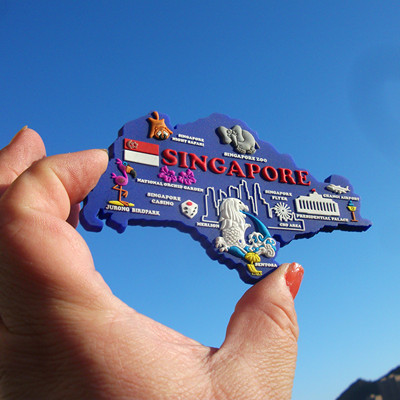 新加坡当地购买冰箱贴 旅背 SINGAPORE 地图形 多款 有彩色包装