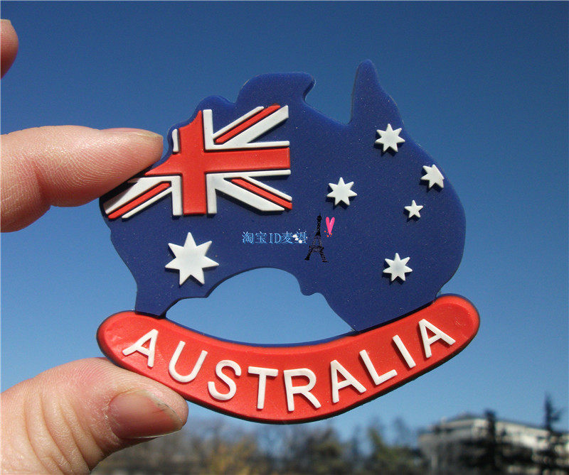 澳大利亚当地购买冰箱贴 澳大利亚 AUSTRALIA 地图形 国旗