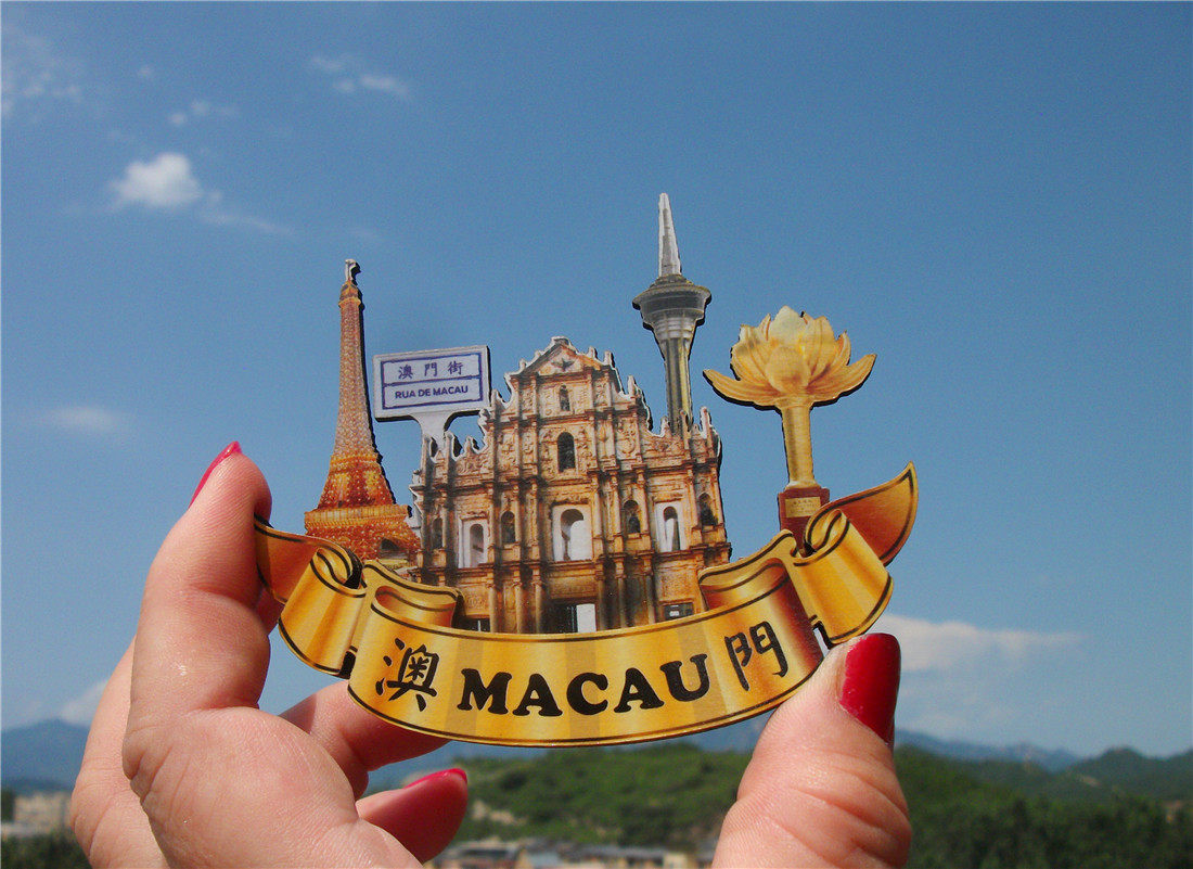 澳门当地冰箱贴 macau 大三巴经典地标集合 木质 礼物手信