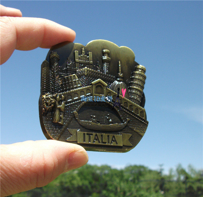 TOURIST COMMEMORATIVE FRIDGE MAGNET ITALIA ITALY VENICE RIAD BRIDGE PISA TOWER METAL MAGNET