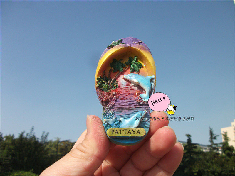 THAILAND LOCAL BUY FRIDGE MAGNET THAILAND PATTAYA PATTAYA SLIPPER SHAPE TWO