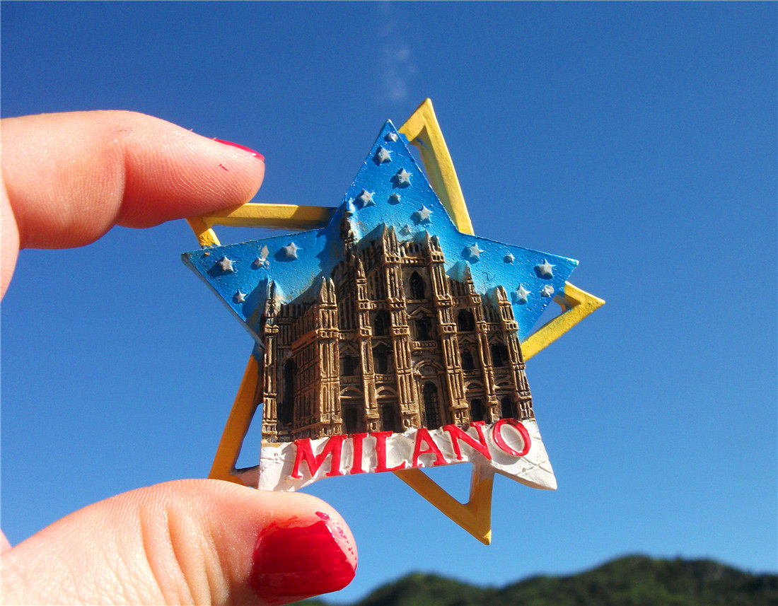 世界旅游纪念冰箱贴 意大利 米兰 星空下的米兰大教堂milano夜景