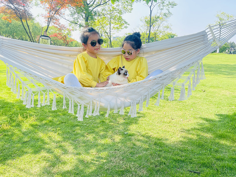 ins弯棒流苏吊床户外双单人露营休闲秋千春游踏青防侧翻吊蓝吊床,住宅家具,吊床,淘宝优惠券,粉丝福利购,淘宝优惠卷