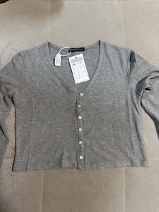 开衫 top同工厂灰色六粒扣长袖 paige