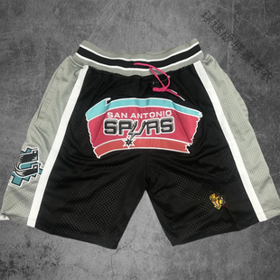 马刺队四个口袋美式运动篮球裤短裤宽松不过膝训练男高街头五分裤