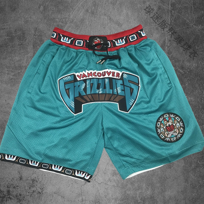 灰熊队美式短裤刺绣密秀男复古速干透气宽松街头运动五分裤篮球裤