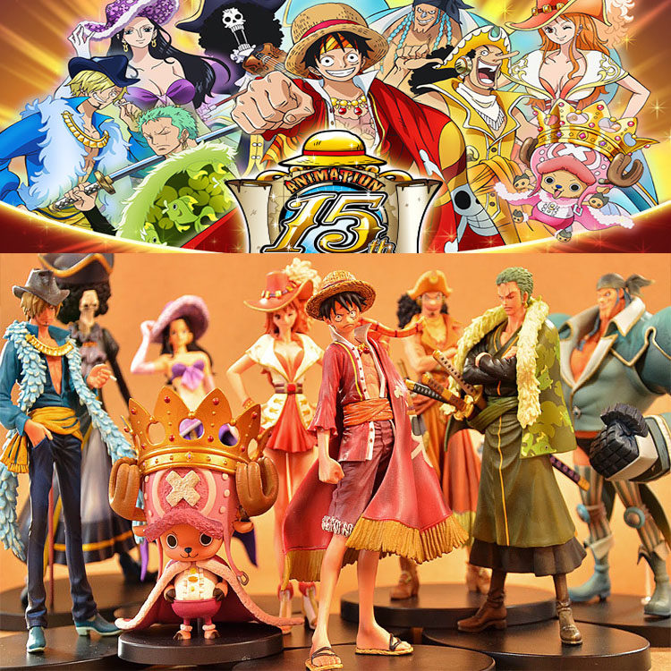 日版金猫眼镜厂15周年路飞索隆乔巴娜美草帽团正版海贼航海王手办