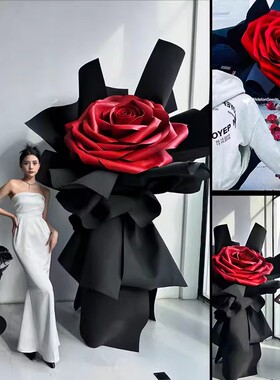 大型玫瑰花束摆件商场美陈橱窗装饰情人节打卡户外布置婚礼背景