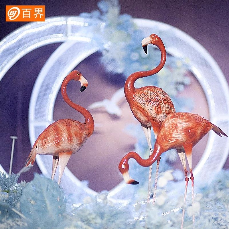 户外婚庆道具火烈鸟仿真森系婚礼布置铁艺装饰橱窗摆件摄影道具