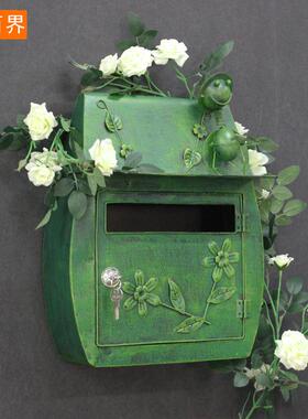 欧式复古别墅信箱田园创意壁挂信报箱装饰铁艺邮筒户室外邮箱防水
