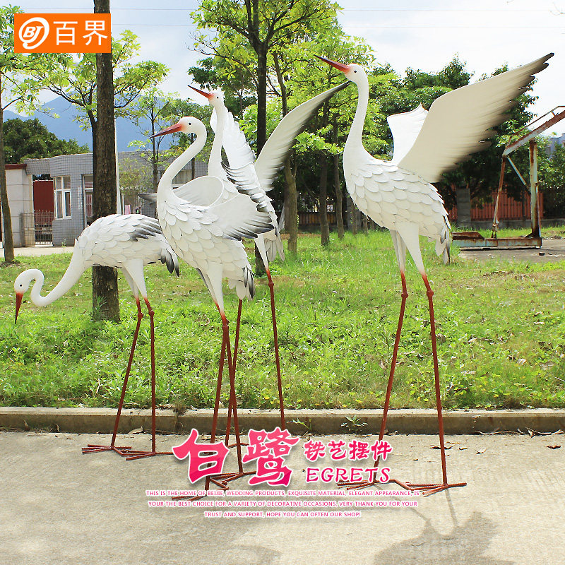 户外庭院仿真白鹭铁艺摆件