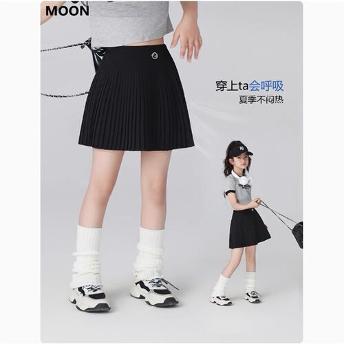 女童半身裙运动速干裙子夏季羽毛球网球裙儿童百褶裙夏装冰丝短裙