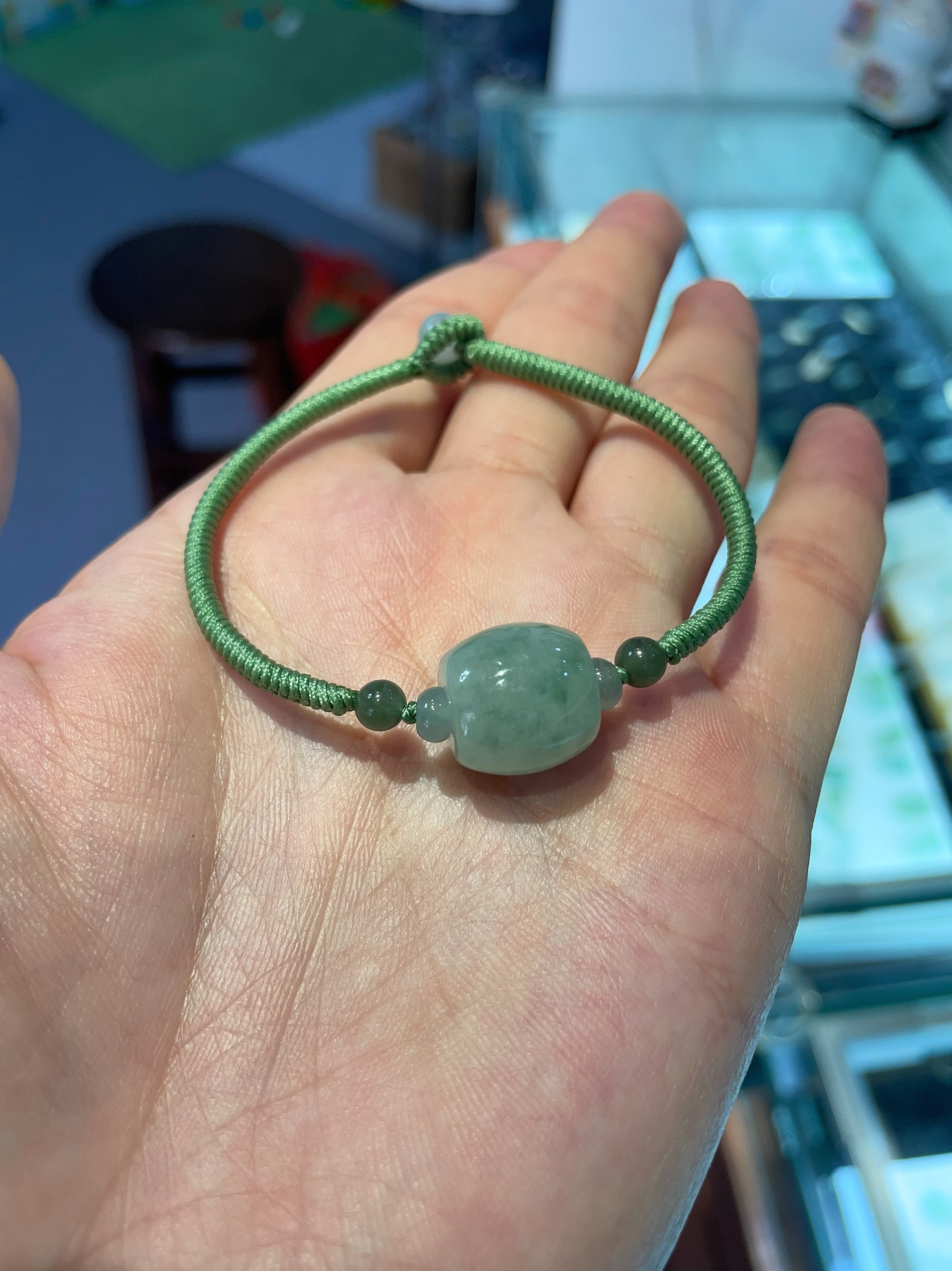 天然翡翠A货飘花路路通好运手链手绳女款纯手工编织