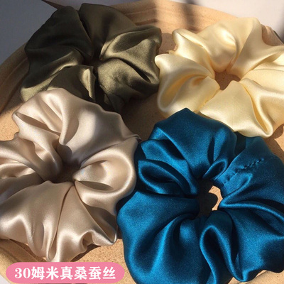 30姆米100%真桑蚕丝绸缎真丝大肠发圈头花发绳丸子头绳盘发饰皮筋