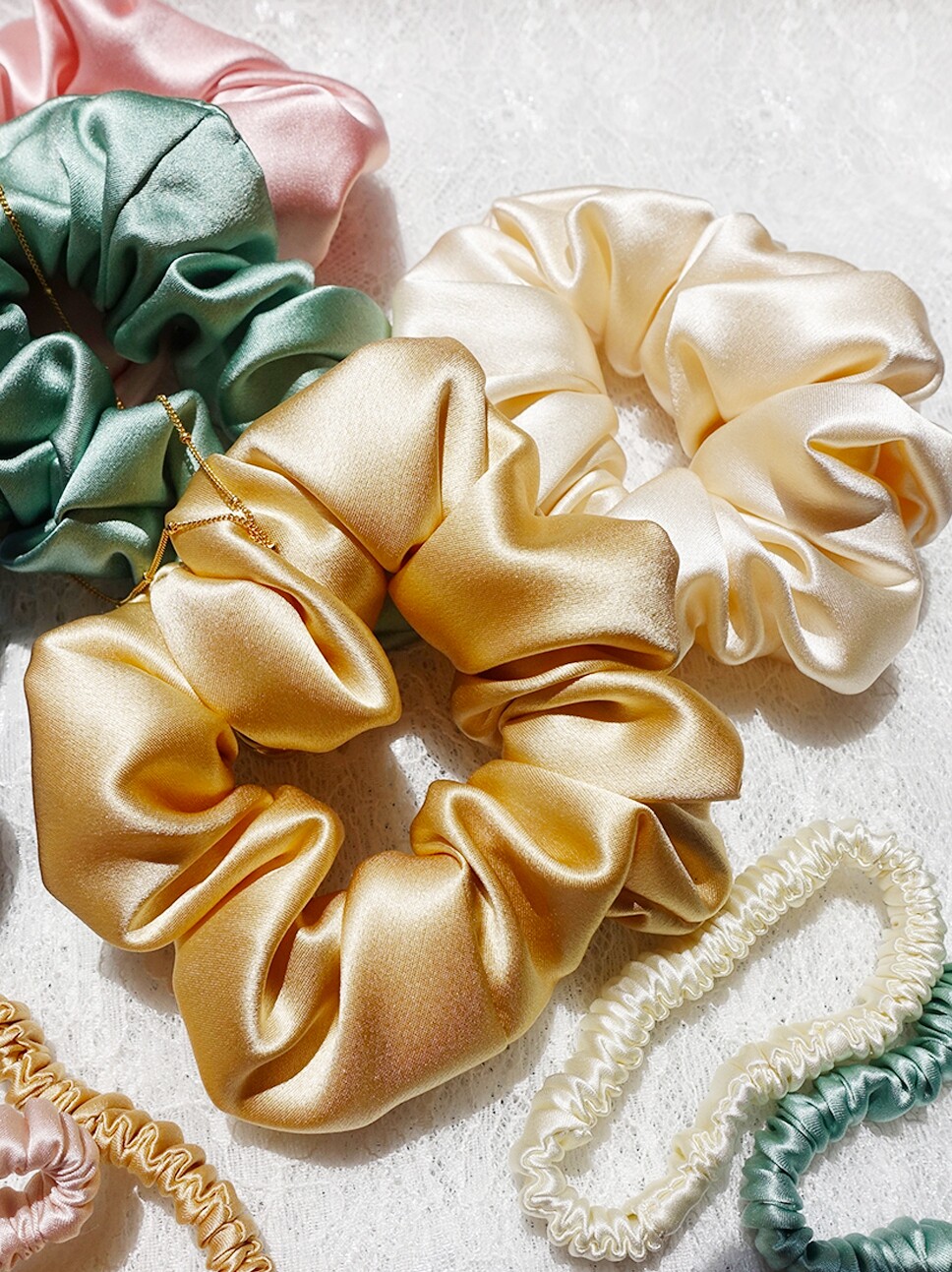 30姆米100%纯真丝高端大肠头绳绸缎盘发饰护发圈防静电不留痕礼物