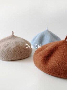 秋冬百搭复古加厚纯羊毛帽子