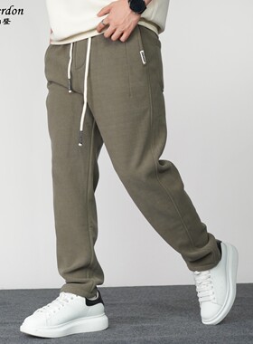 阿玛伯登冬季加厚休闲裤男潮流百搭运动卫裤美式复古纯色长裤