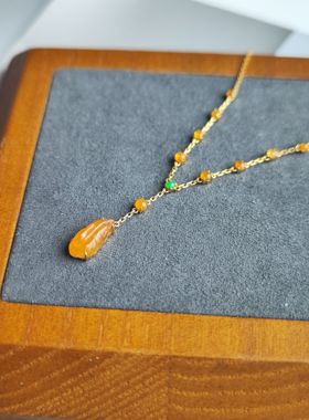 （已售留图）18k金天然黄翡设计款一体链