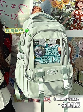 大容量百搭双肩痛包JK二次元女校园透明基础扎谷吧唧10cm娃包书包
