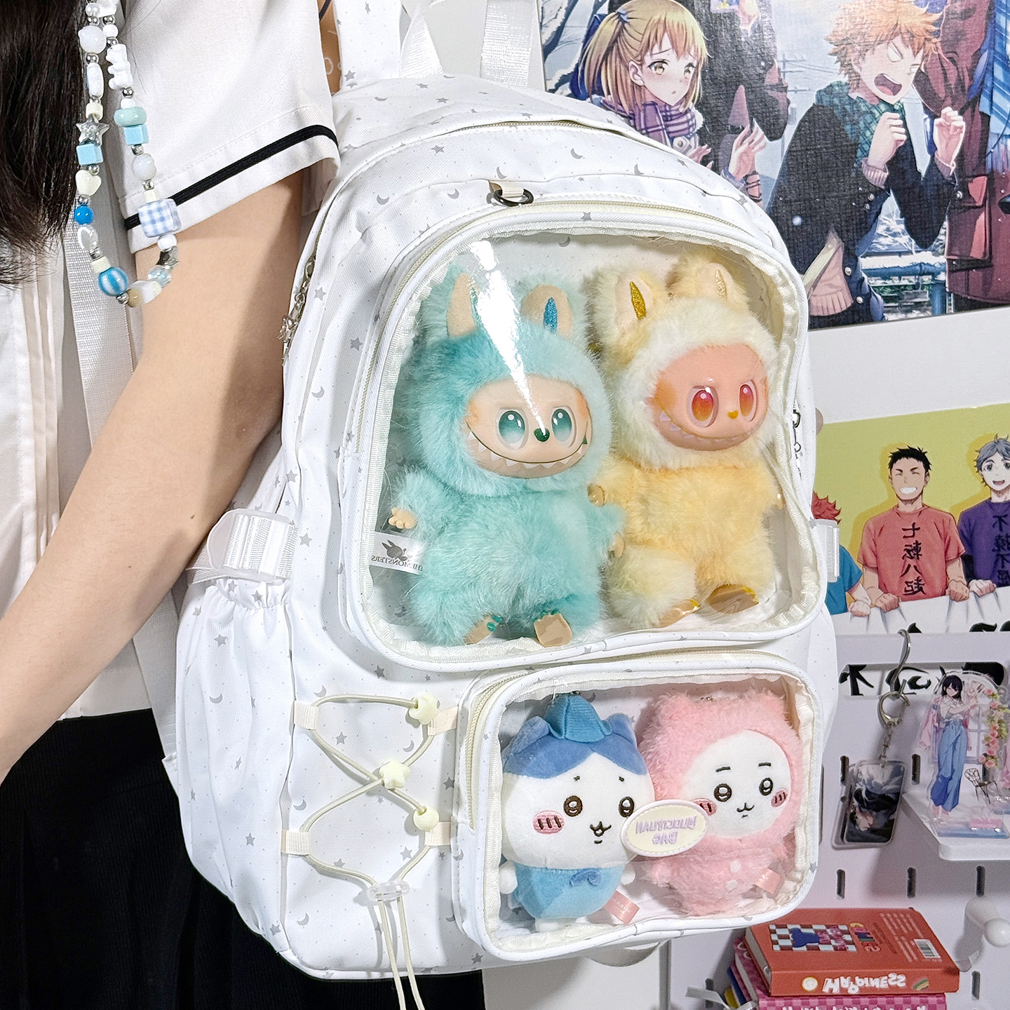 大容量学院风透明痛包