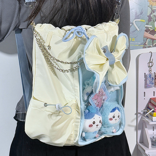 饰10cm20cm娃包学院风斜挎包百搭 可爱痛包抽绳双肩包大容量链条装