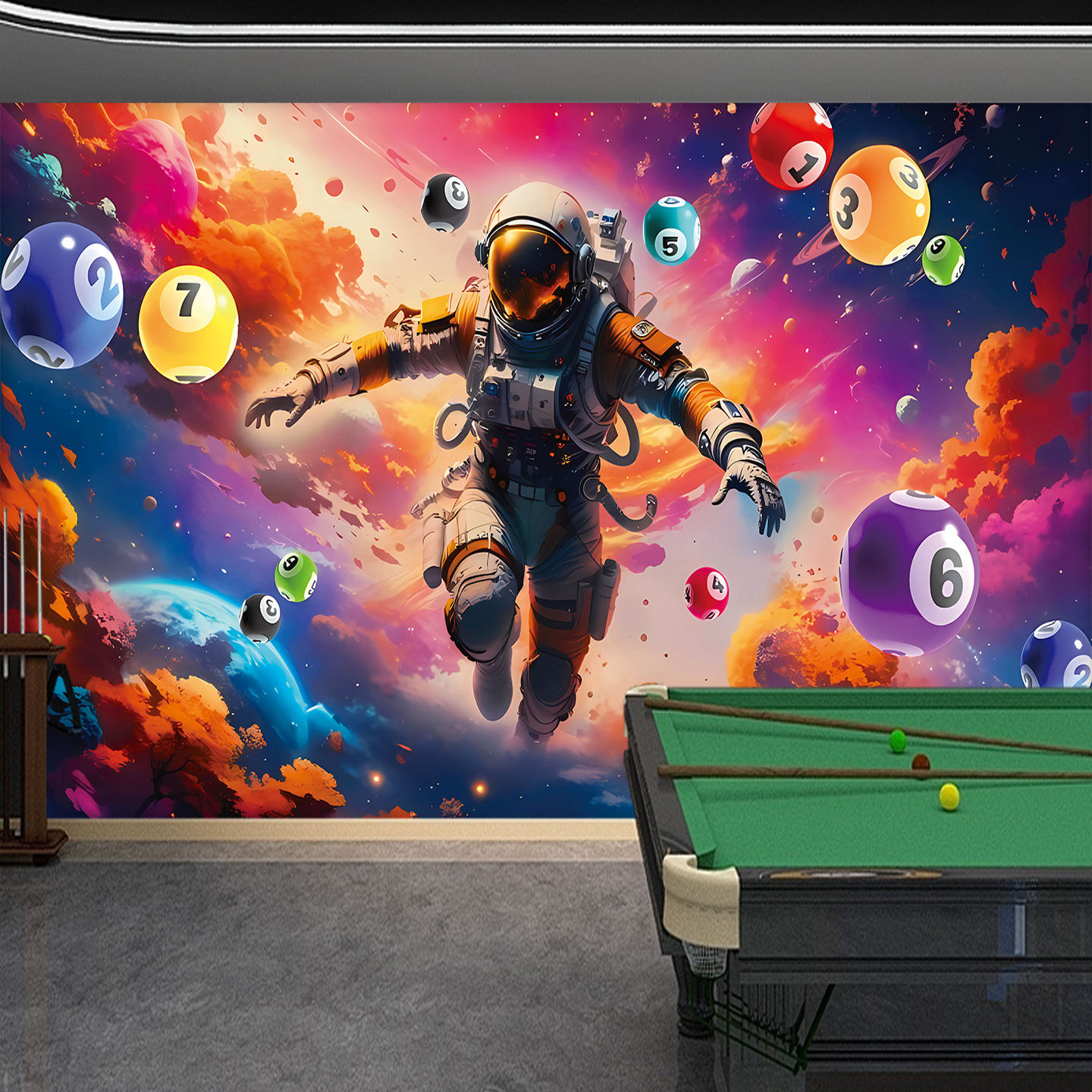 台球厅墙面装饰画海报墙贴桌球贴画背景墙壁纸台球室壁画自粘贴纸