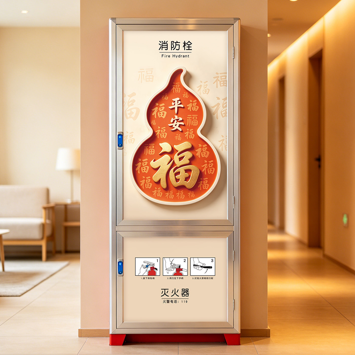 平安富贵葫芦消防栓自粘