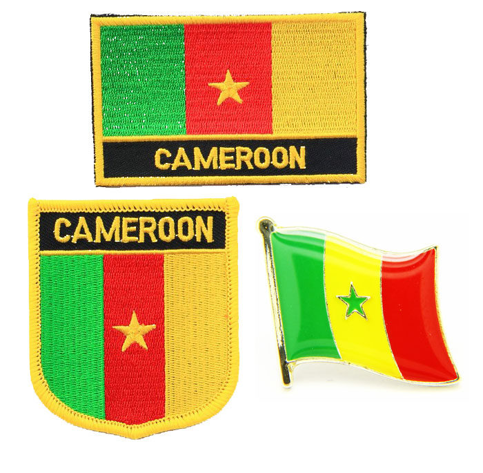 89 Cameroon flag pin patch 喀麦隆 国旗 布贴徽章 背胶刺绣肩章
