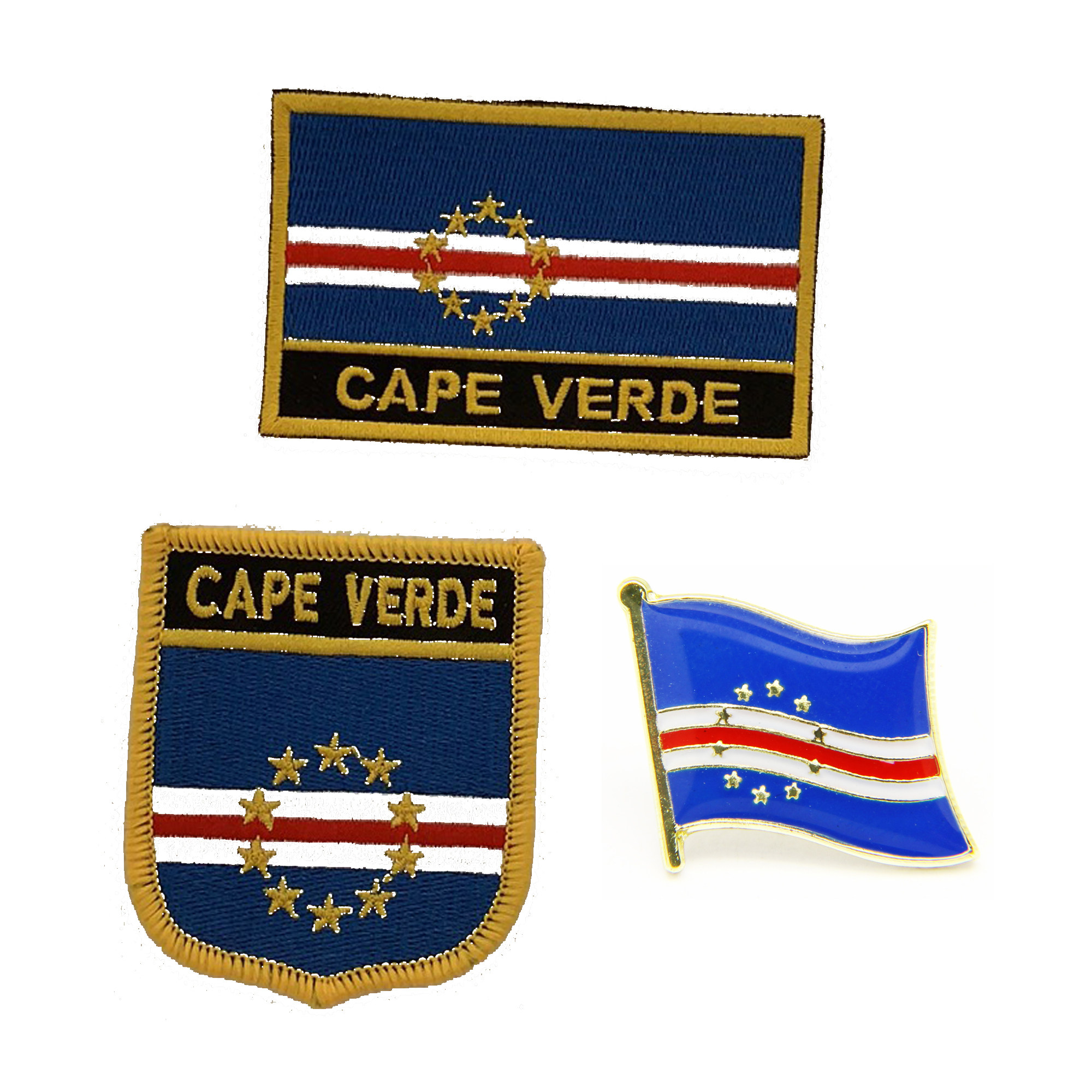 62 Cape Verde flag pin patch 佛得角 国旗布贴徽章背胶刺绣肩章