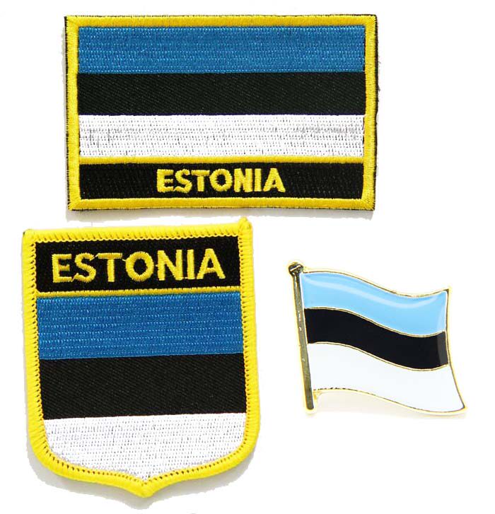 爱沙尼亚国旗布贴背胶刺绣袖章
