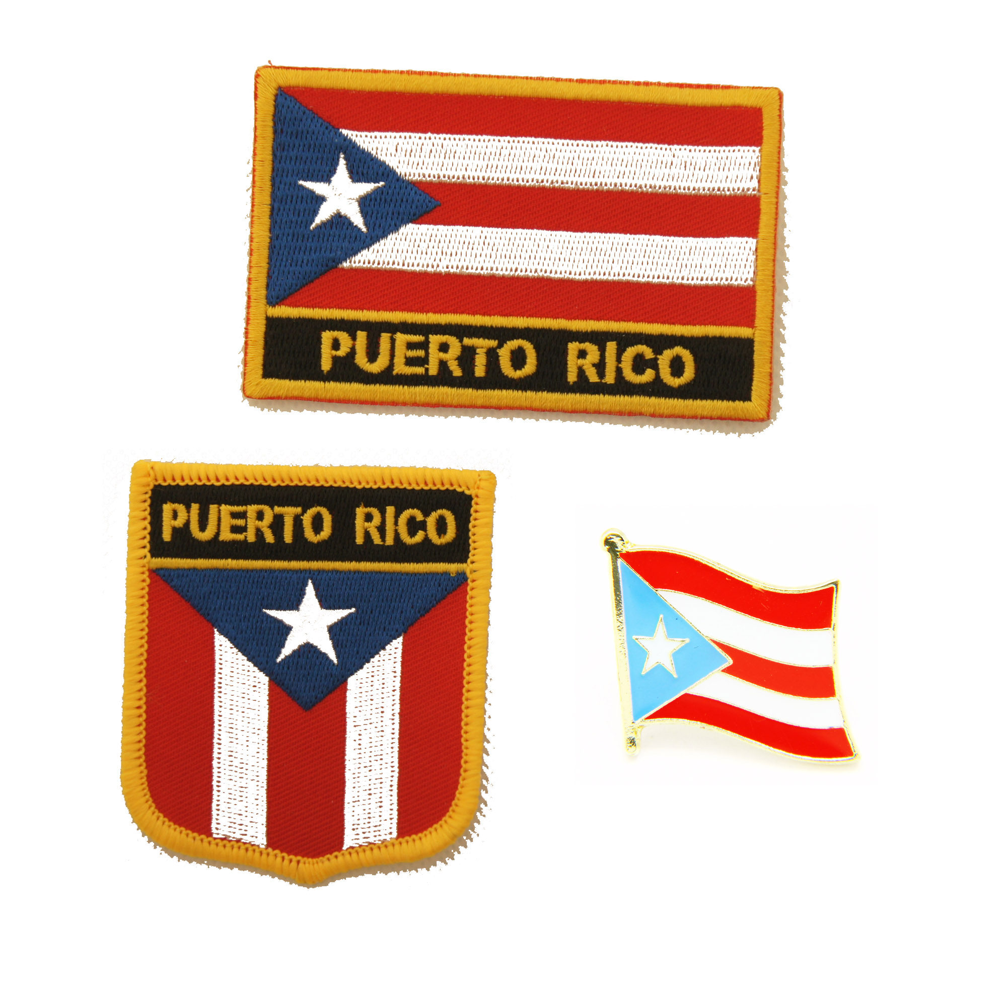 波多黎各国旗布贴徽章背胶刺绣