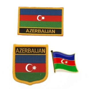 flag pin patch阿塞拜疆国旗布贴徽章背胶刺绣肩章 Azerbaijan