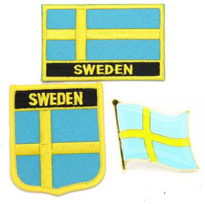 148 Sweden FLAG PIN PATCH 瑞典国旗布贴 臂章 徽章