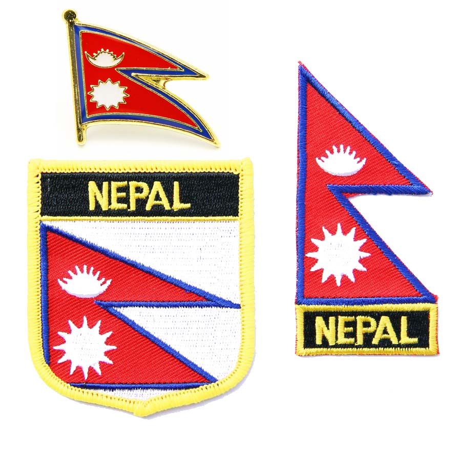 140 nepal flag pin patch 尼泊尔国旗布贴 背胶 刺绣国徽徽章