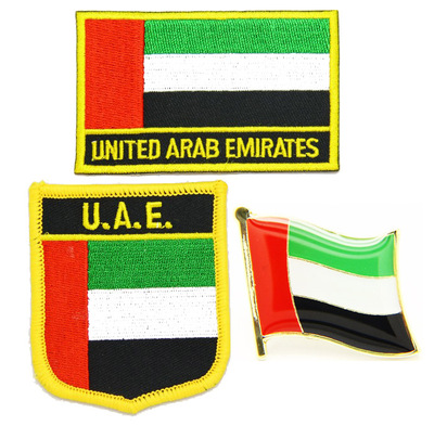 阿联酋国旗布贴徽章背胶刺绣肩章