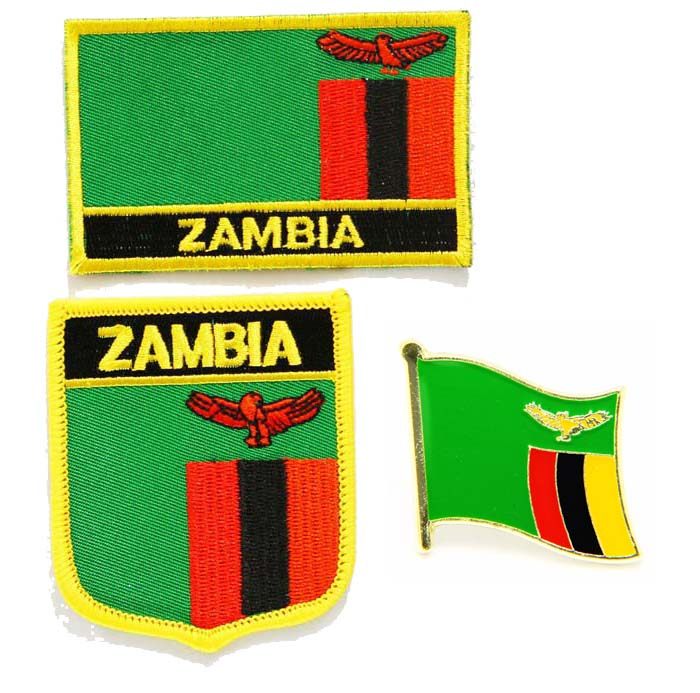 214 Zambia flag pin patch 赞比亚 国旗 布贴 背胶熨烫臂章徽章