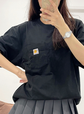 Carhartt男装春夏漫画风布标Logo刺绣口袋落肩袖卡哈特短袖T恤