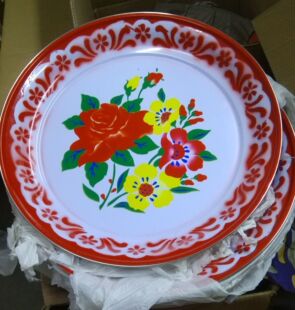 厂家直供仿搪喷塑茶盘子结婚婚庆茶盘托盘食品盘茶叶盘圆盘装饰盘