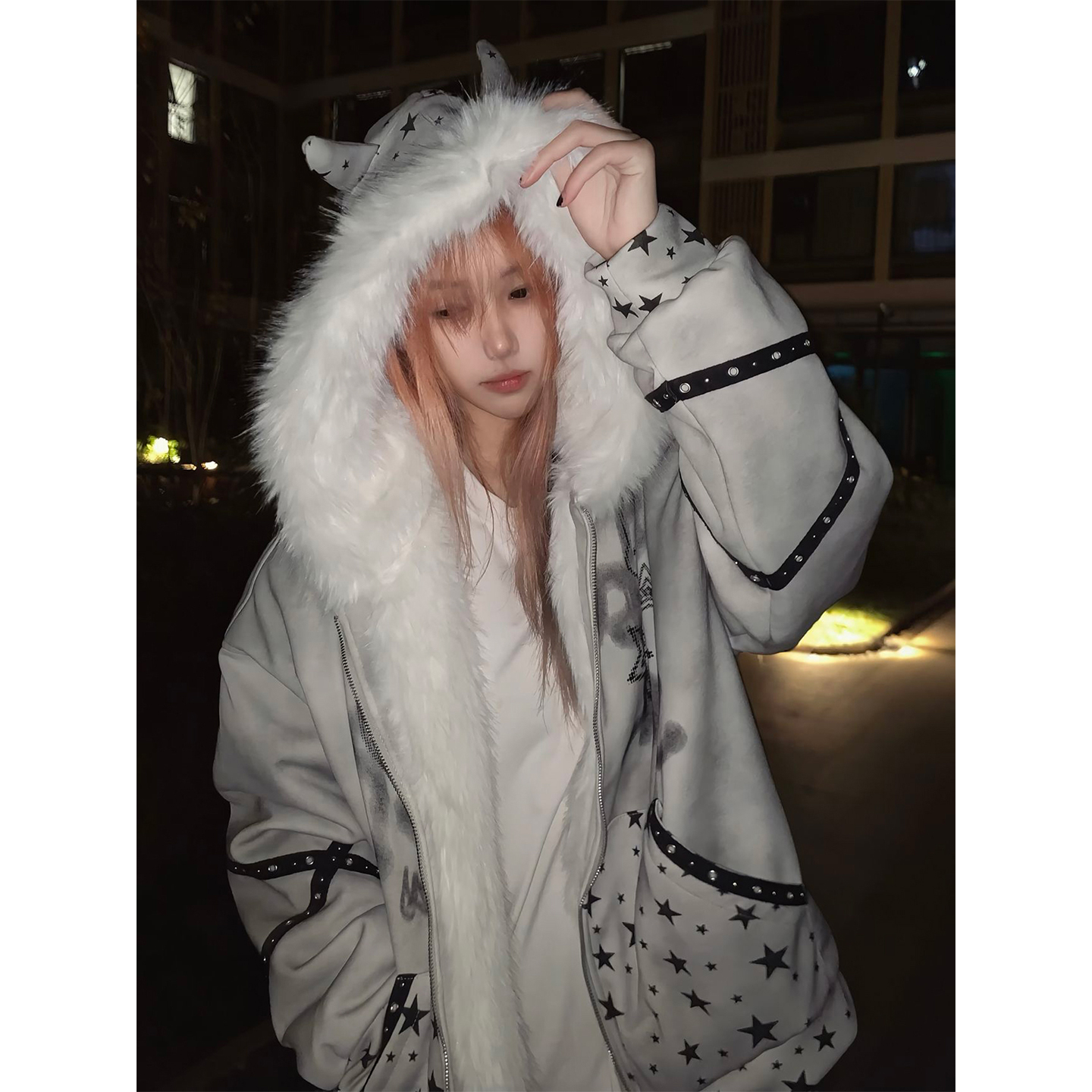 【赠运费险】亚文化恶魔毛领外套