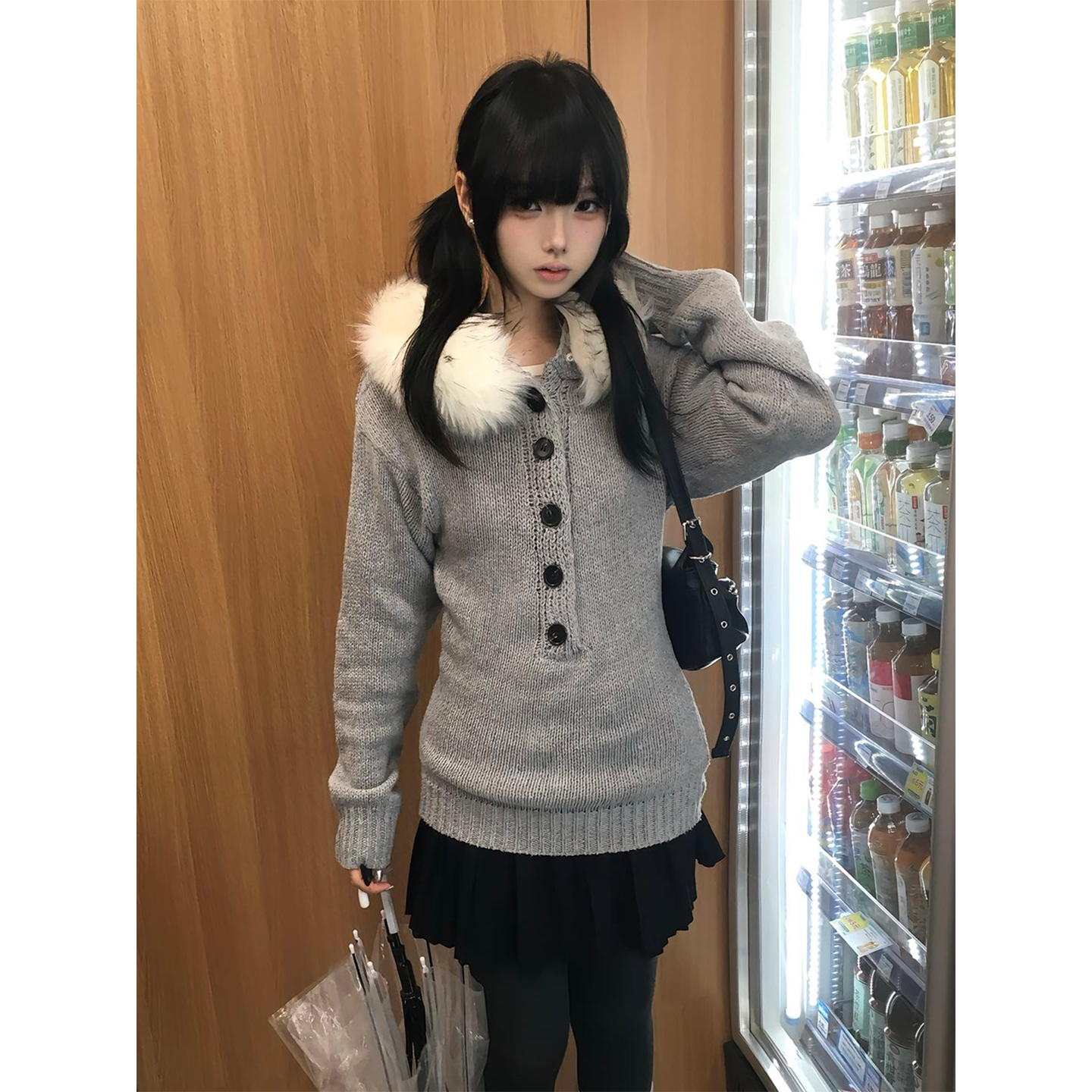 【赠运费险】灰色亨利领毛衣