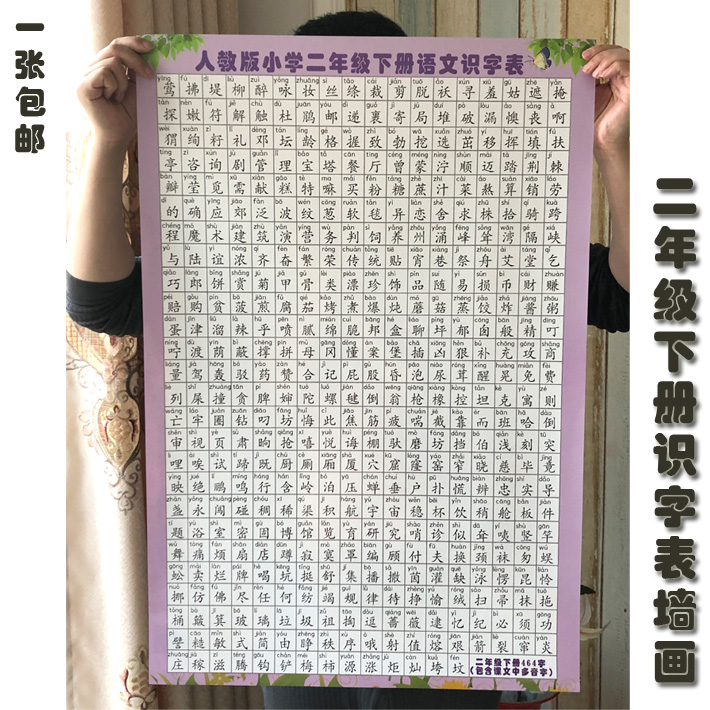 部编人教版识字挂图二年级下册生字表挂图课本同步二年级识字表画