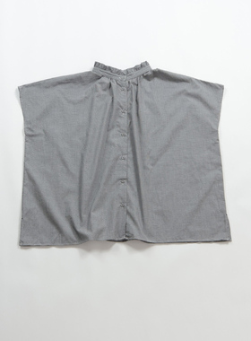 B42781 出口日单外贸夏款森林系森女宽松百搭格纹短袖衬衫 女款