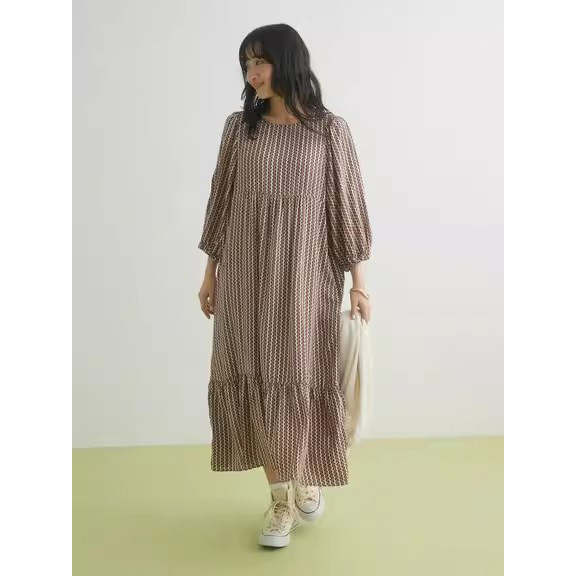 D23143 日本单 面料舒服 夏季新款森林系宽松休闲圆领连衣裙